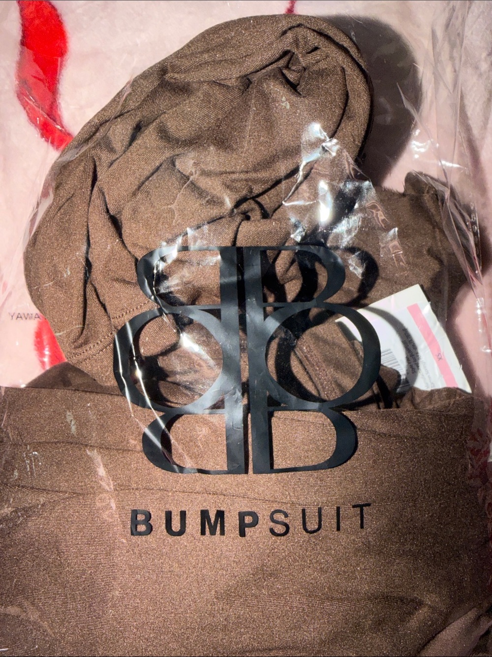 BUMPSUIT: Brown Long Sleeve Crop Top & Wide Leg Pant Lounge Set - Picture 7 of 7